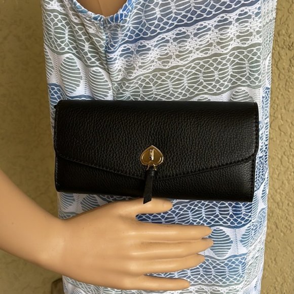 Kate Spade Marti Large Slim Flap Wallet Black - Picture 13 of 14